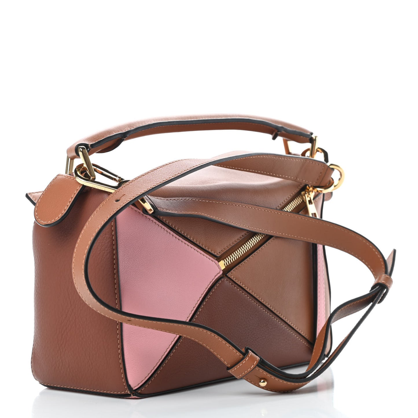 Calfskin Small Puzzle Bag Tan Medium Pink