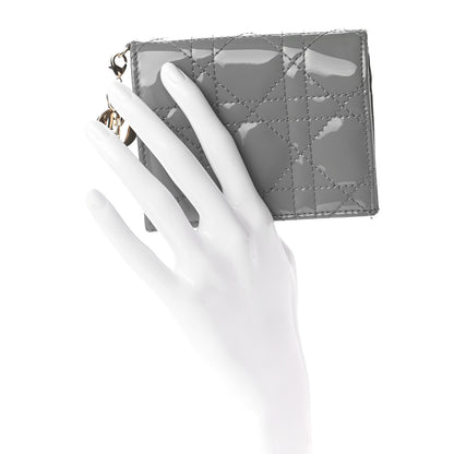 Christian Dior Patent Cannage Mini Lady Dior Wallet Gray Stone 2 of 7