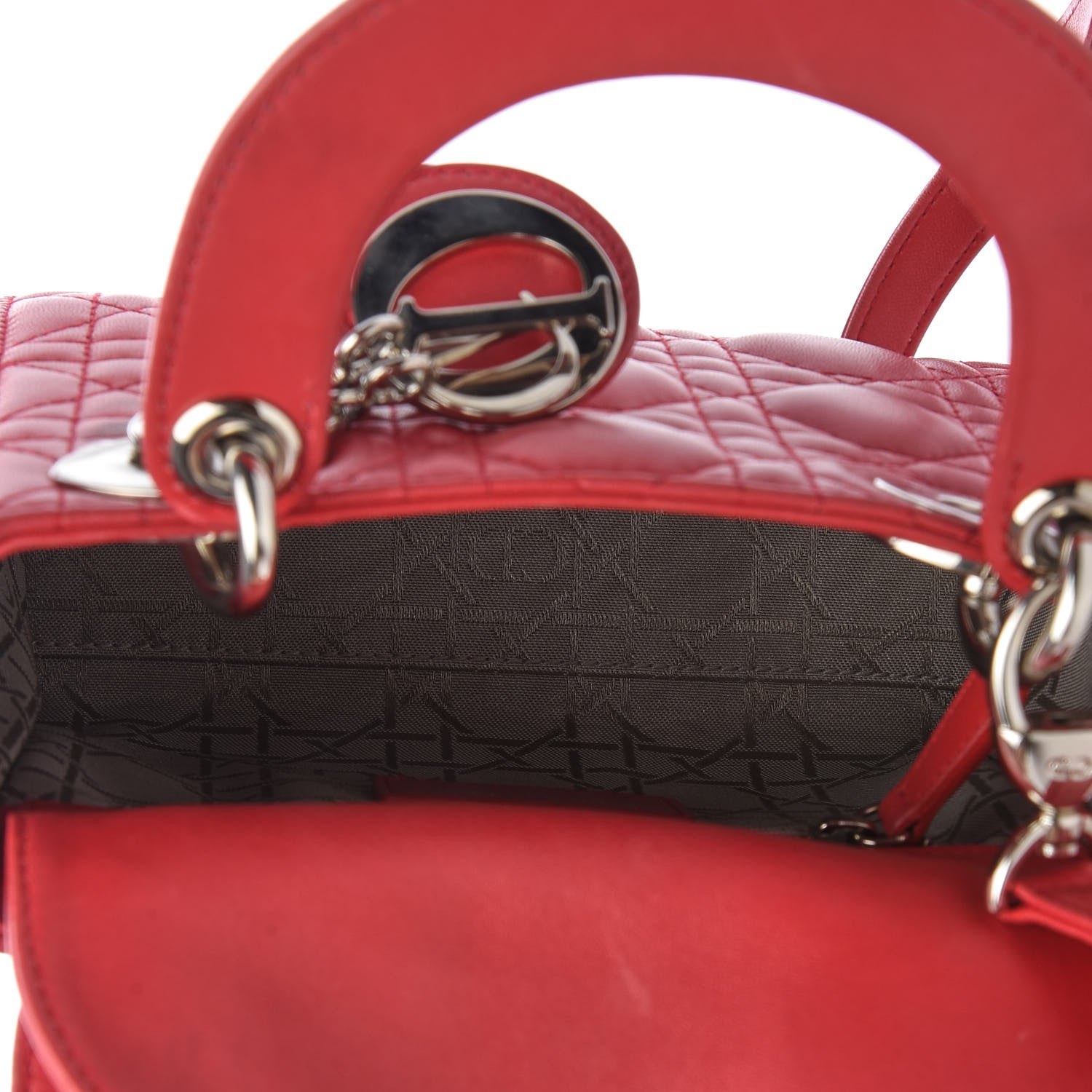 Christian Dior Lambskin Cannage Mini Lady Dior Red 7 of 11