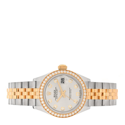 Rolex Stainless Steel 18K Yellow Gold Diamond 28mm Oyster Perpetual Datejust Watch Silver 279383RBR 2 of 5