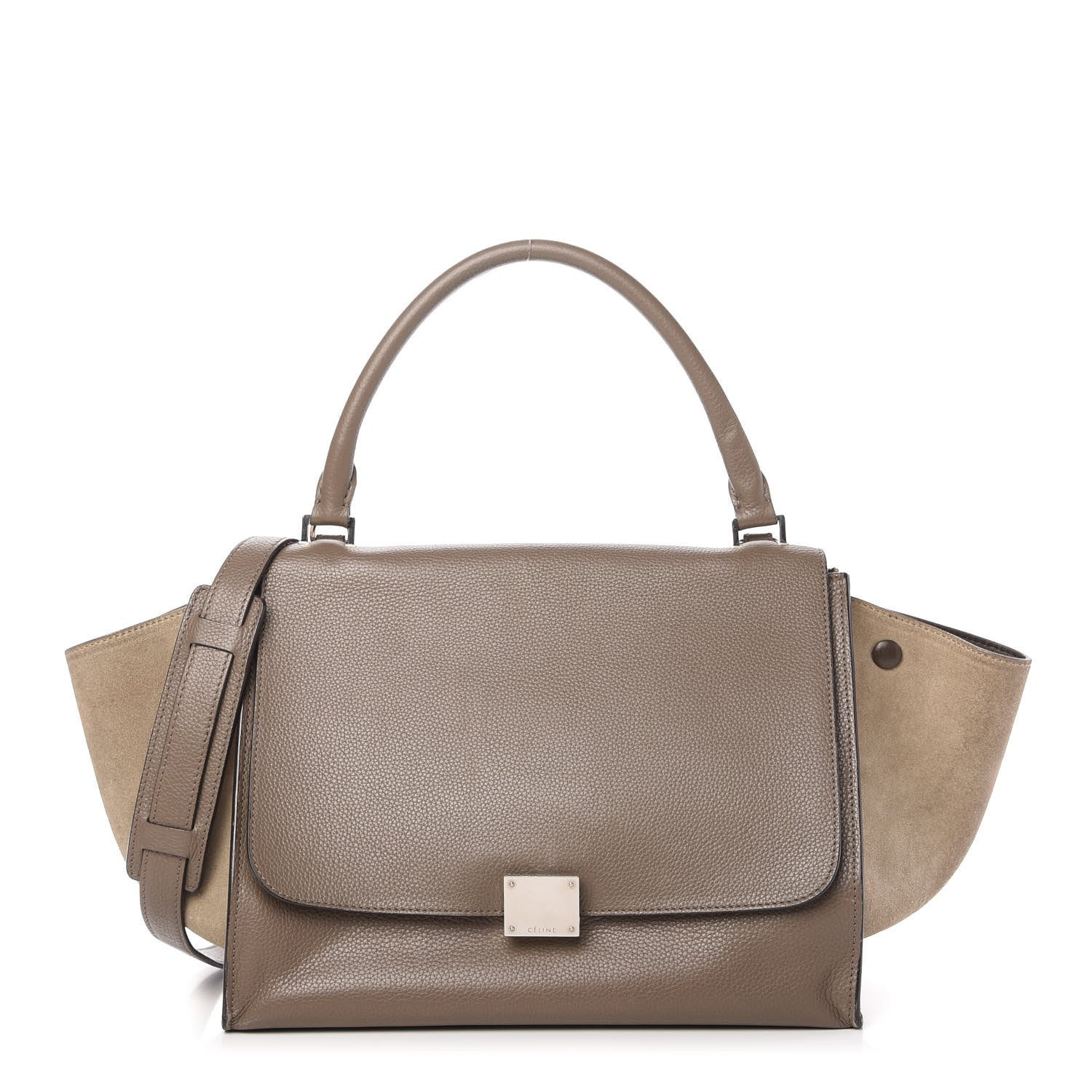 Celine Drummed Calfskin Suede Medium Trapeze Souris 1 of 9