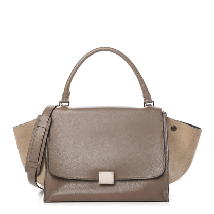 Celine Drummed Calfskin Suede Medium Trapeze Souris 1 of 9