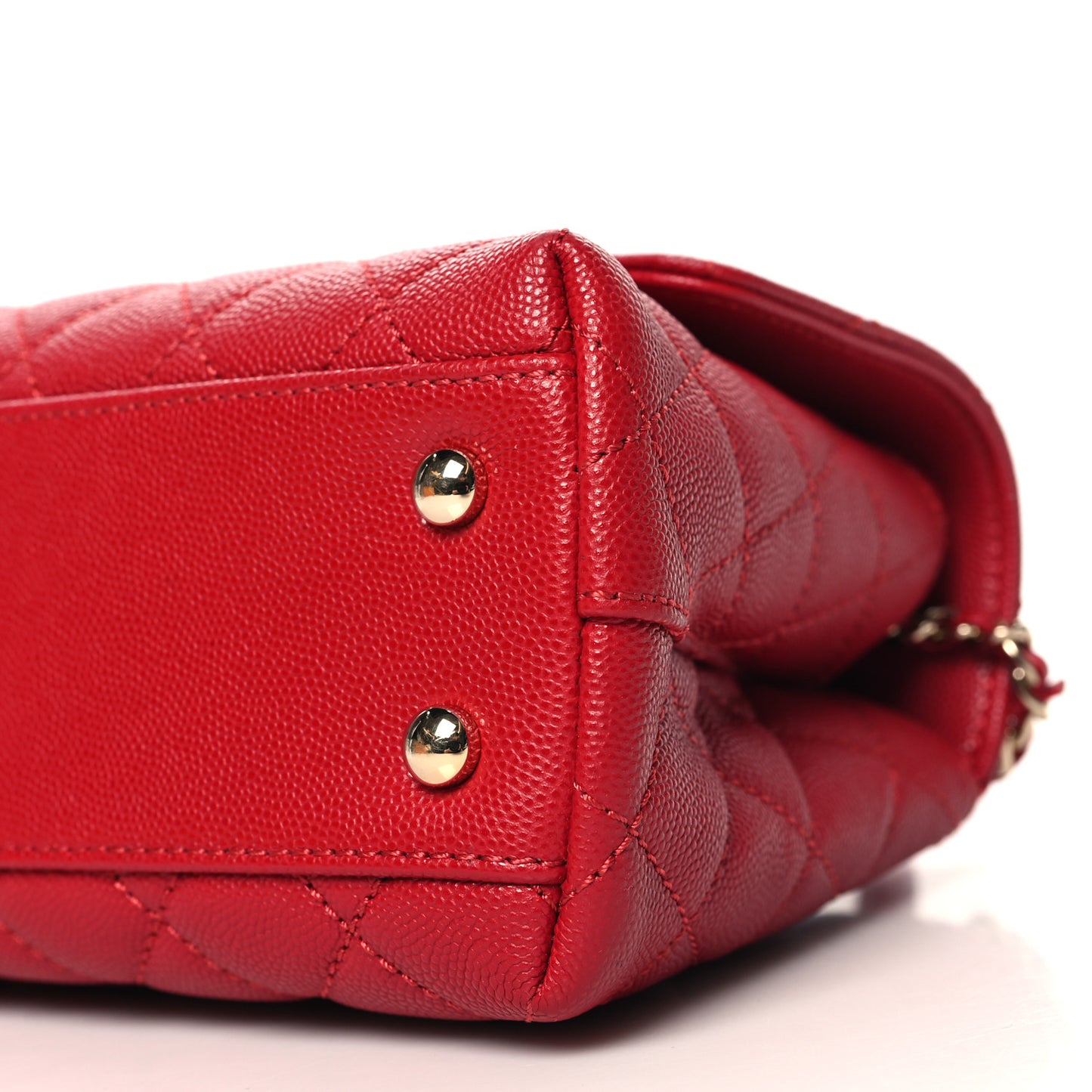 Caviar Quilted Mini Coco Handle Flap Red