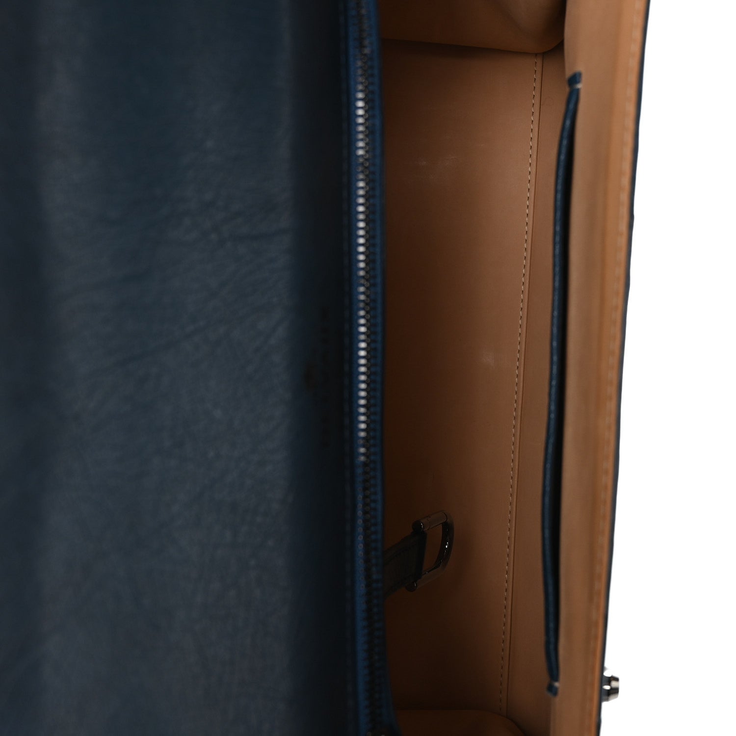 Delvaux Ostrich GM Tempete Satchel Bleu De Presse 5 of 9