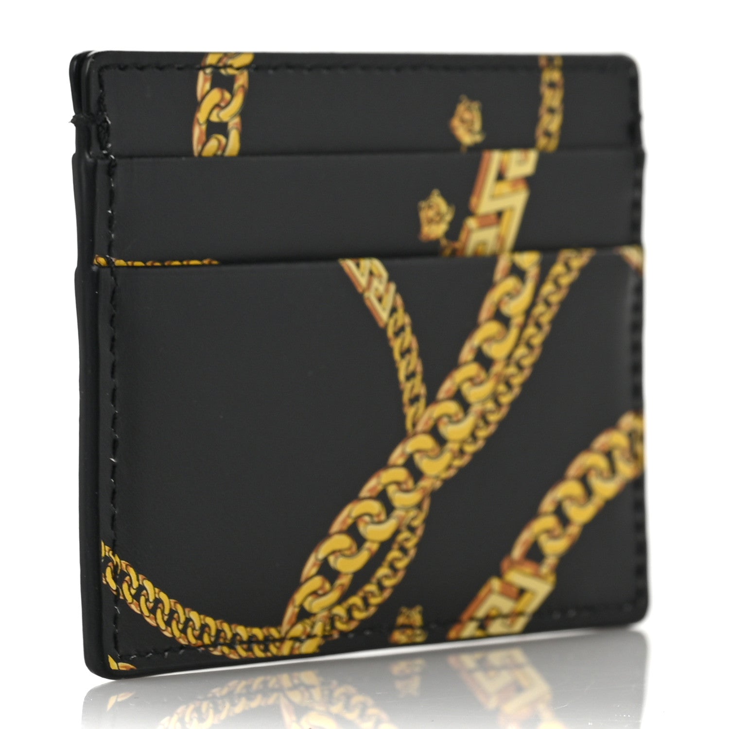Versace Calfskin La Medusa Chain Print Card Holder Black 3 of 6