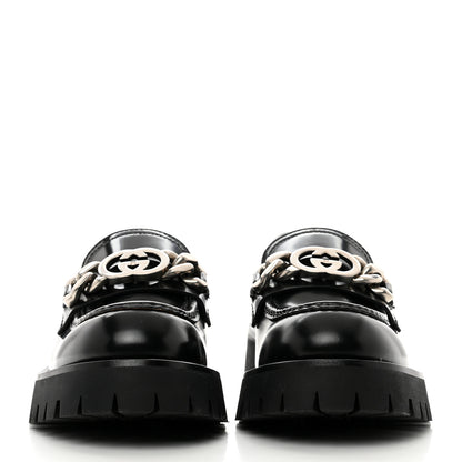 Gucci Cordovan Lux Womens Jeanne Platform Lug Sole 30/45mm Loafers 38 Black 2 of 8
