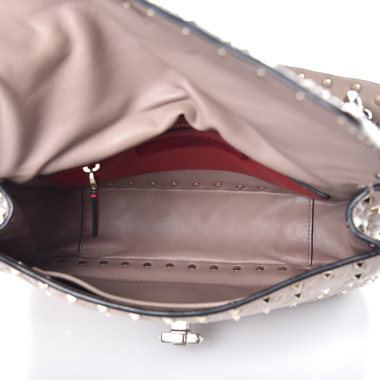 Lambskin Medium Rockstud Spike Shoulder Bag Poudre