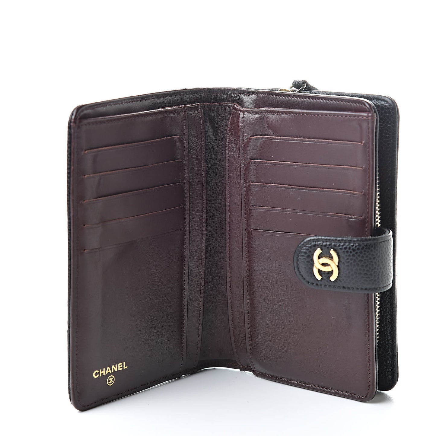 Caviar Quilted Zipped Pocket Wallet Black
