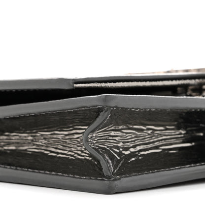 Saint Laurent Metallic Crackled Calfskin Kate Monogram Tassel Chain Wallet Antracite Black 9 of 16