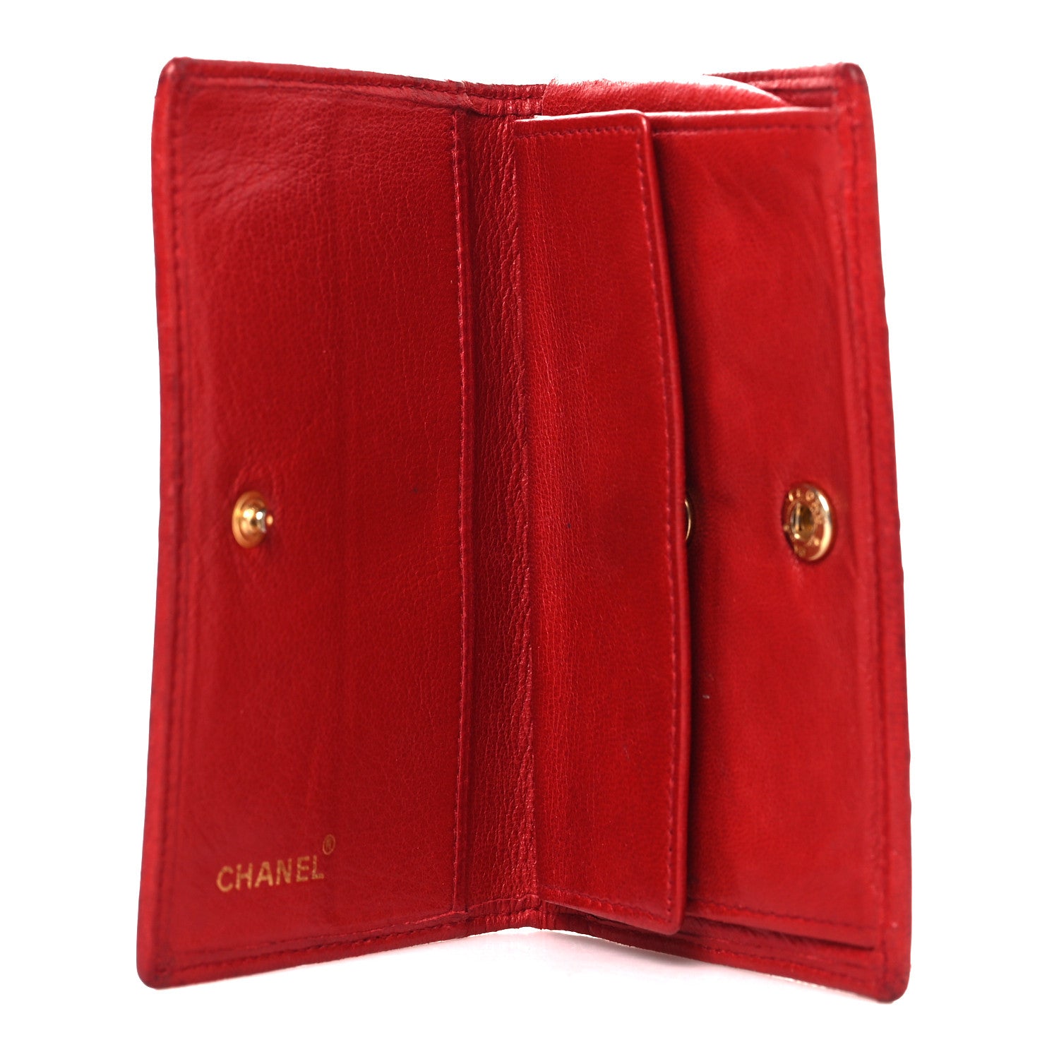 Chanel Lambskin Diamond Stitched Flap Card Case Red 5 of 11
