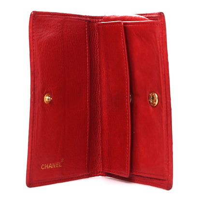 Chanel Lambskin Diamond Stitched Flap Card Case Red 5 of 11