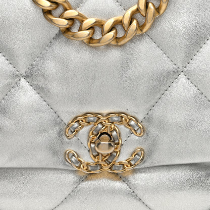 Chanel Metallic Lambskin Quilted Medium Chanel 19 Flap Silver 8 of 10