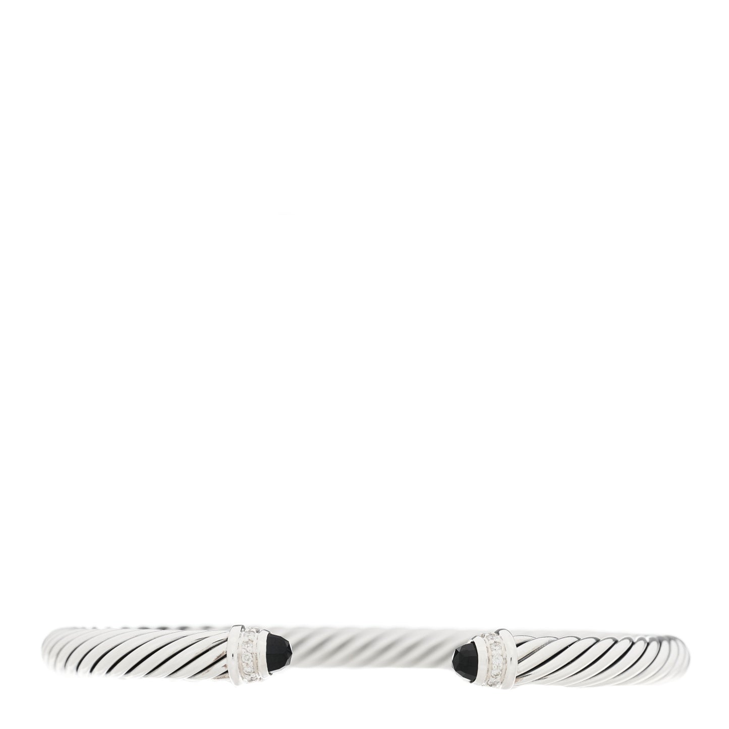 Sterling Silver Diamond Black Onyx 5mm Cable Classics Bracelet