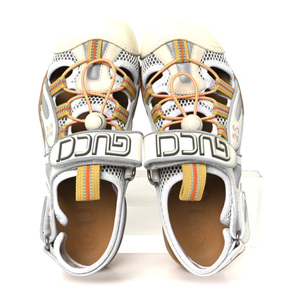 Gucci Mesh Fabric Tinsel Sport Sandals 37 White Silver 2 of 10