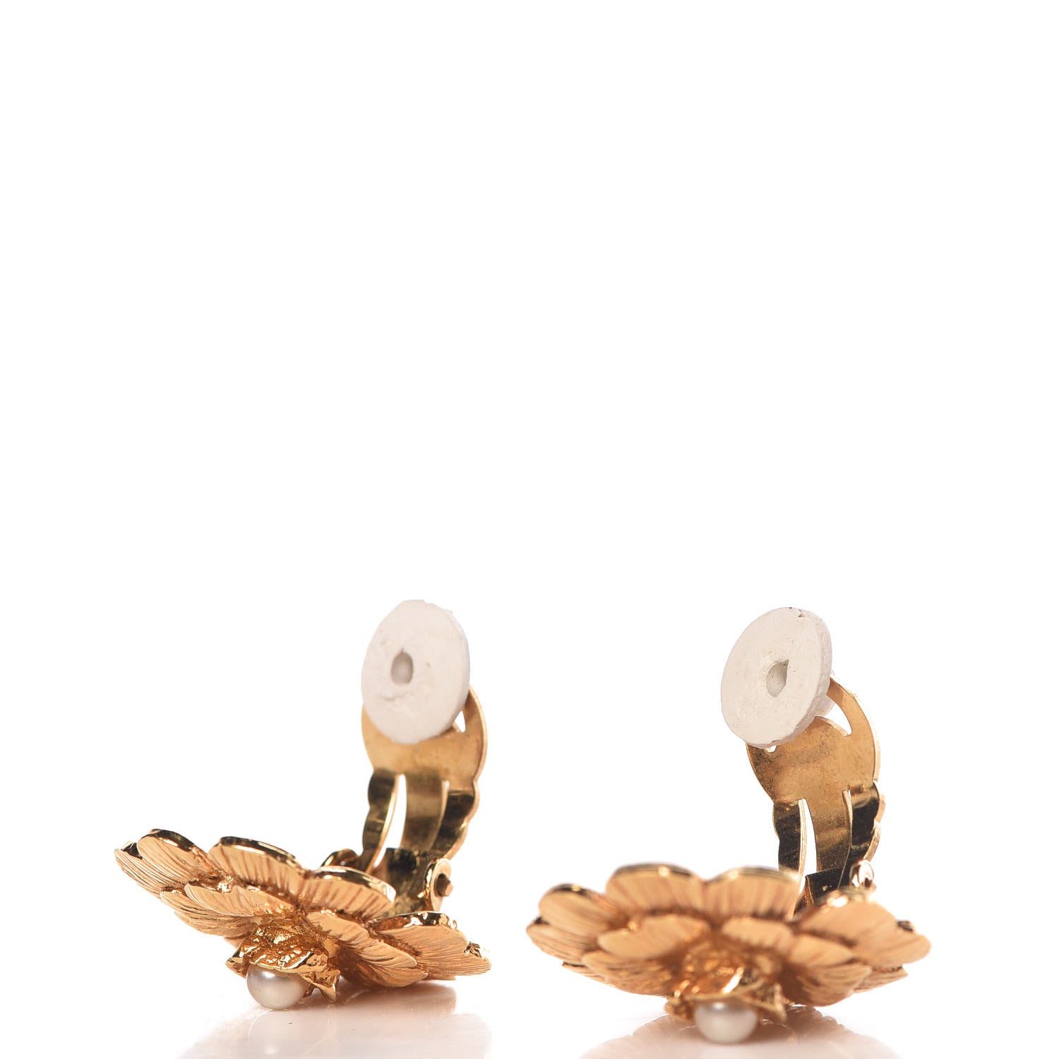 Chanel Pearl CC Flower Clip On Earrings Gold 3 of 5