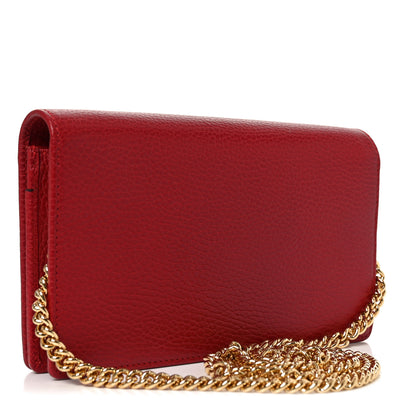Gucci Dollar Calfskin Mini GG Marmont Chain Wallet Hibiscus Red 3 of 10