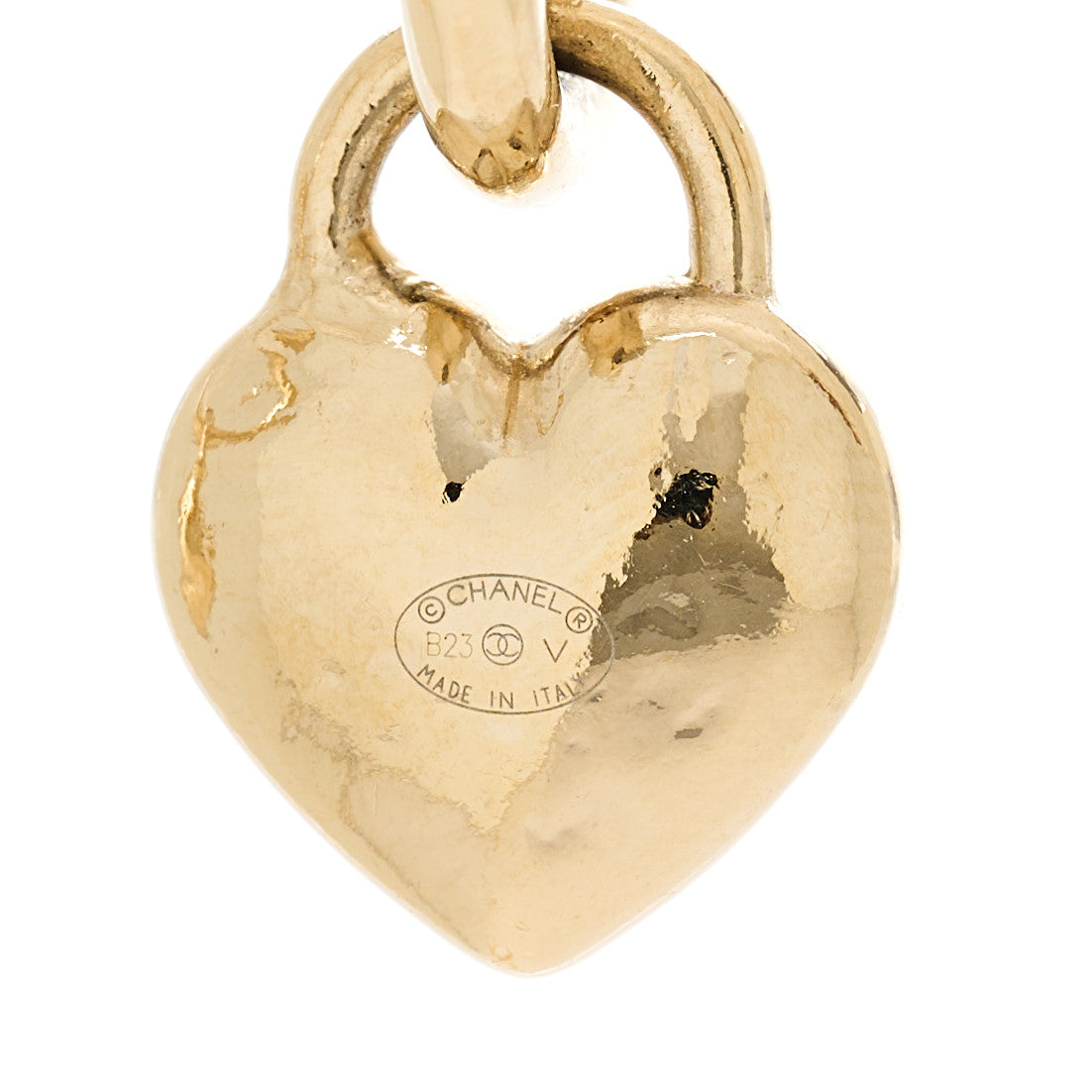Chanel Metal CC Heart Turnlock Drop Earrings Gold 5 of 6