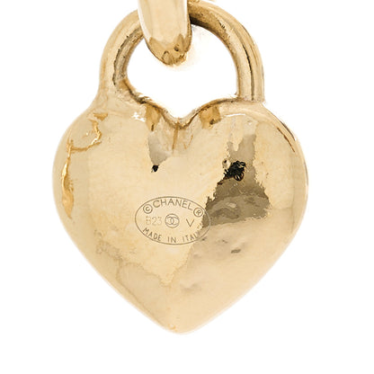 Chanel Metal CC Heart Turnlock Drop Earrings Gold 5 of 6