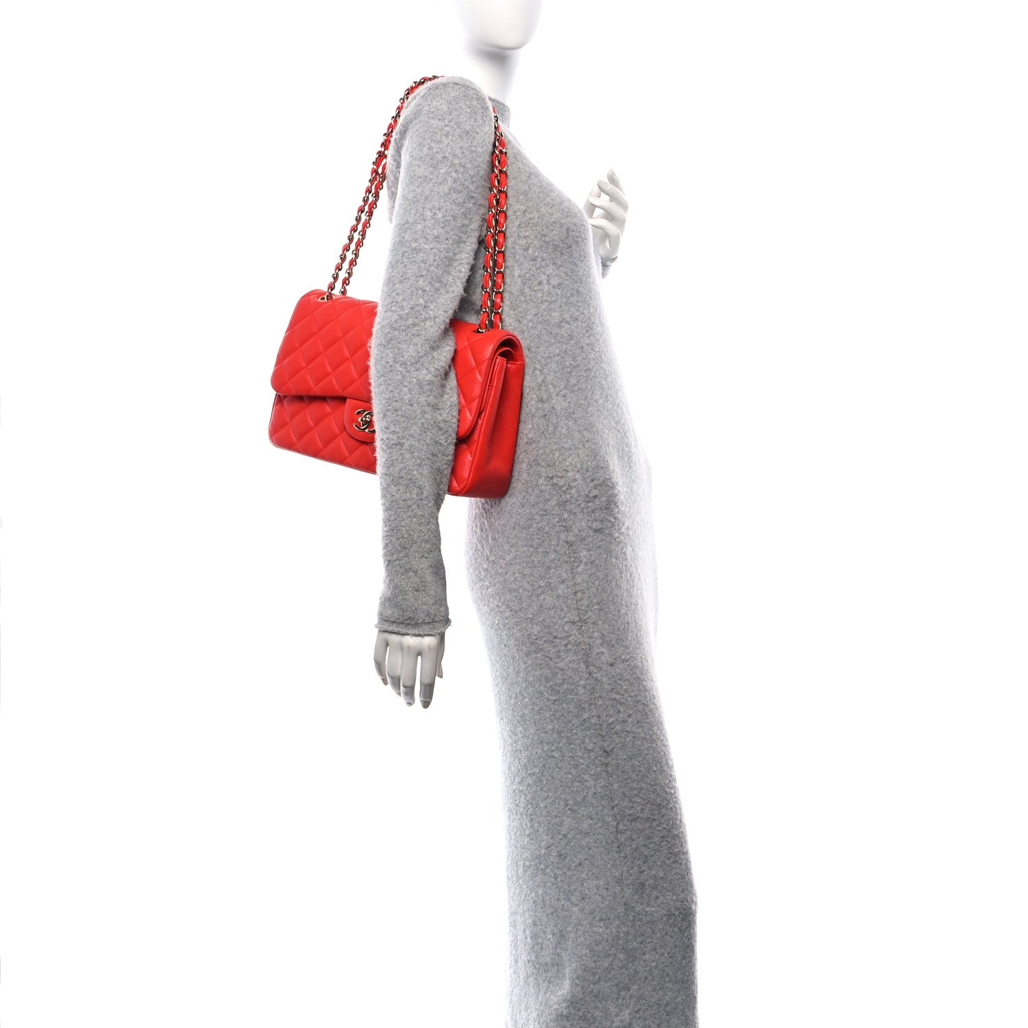 Chanel Caviar Quilted Jumbo Double Flap Red 2 of 11