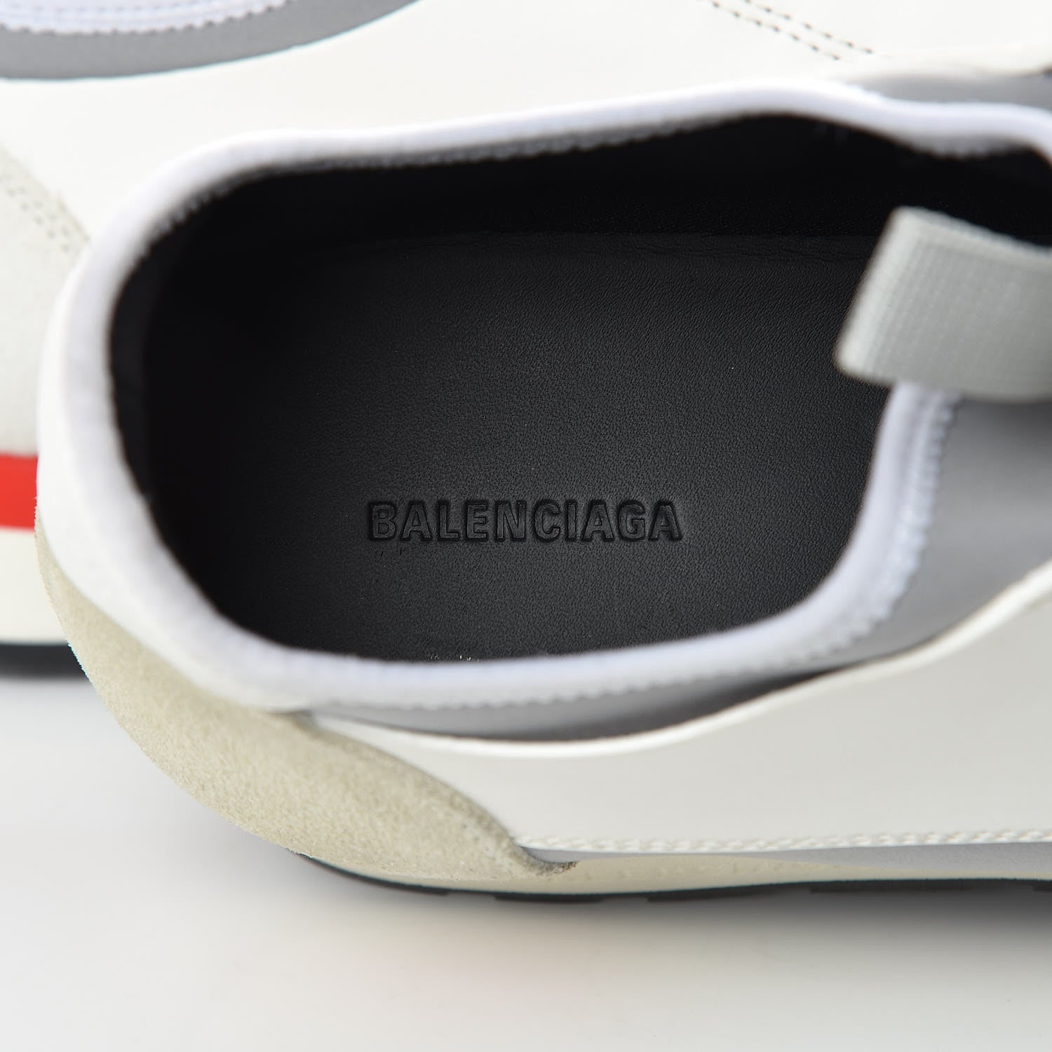 Balenciaga Mesh Calfskin Neoprene Suede Mens Race Runner Sneakers 41 White Black Gris 6 of 10