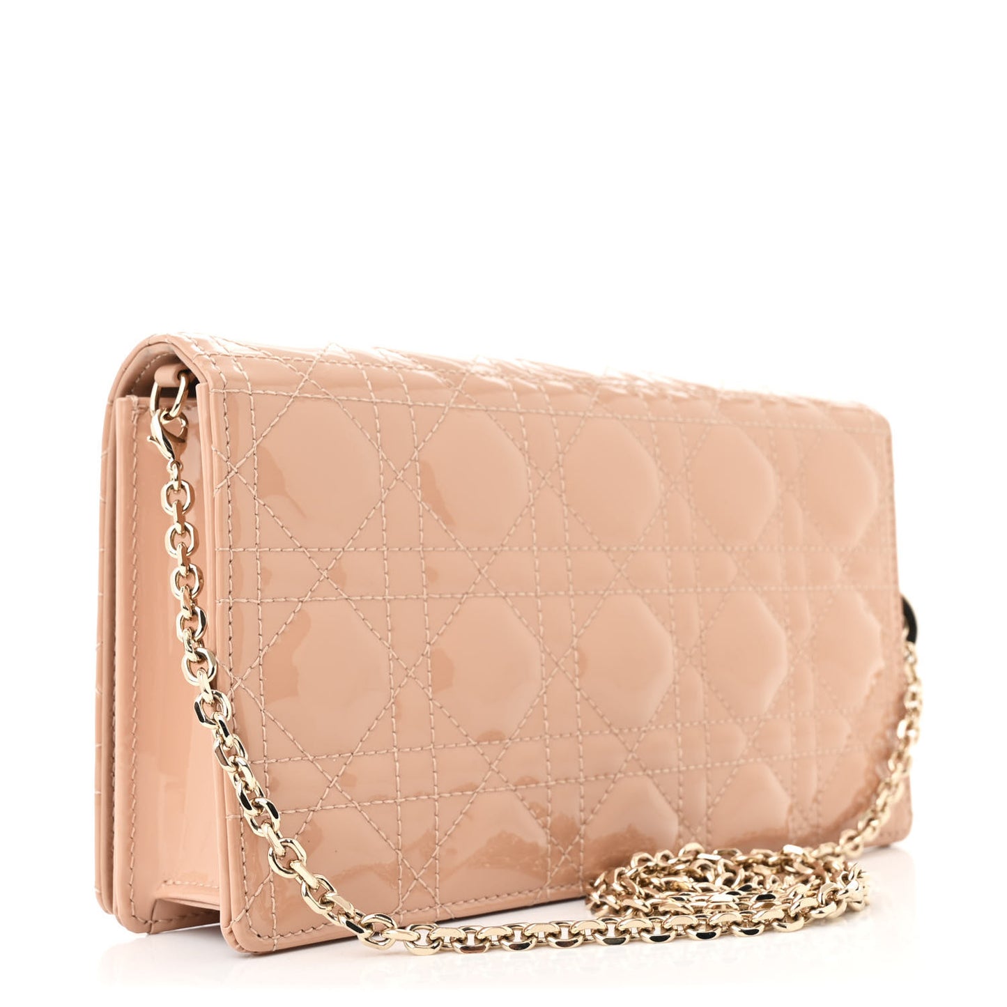 Patent Cannage Lady Dior Chain Wallet Rose Clair