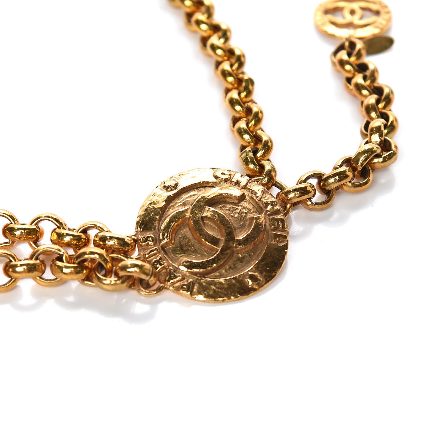 Chain CC Medallion Belt Gold