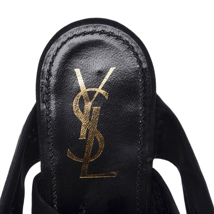 Saint Laurent Suede Tie Platform Sandals 38 Black 8 of 10