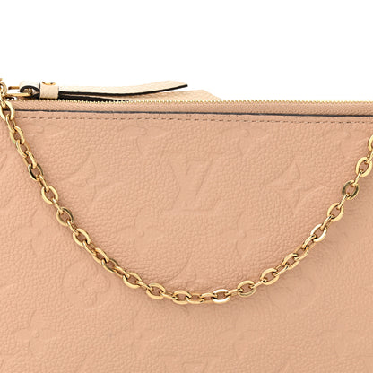 Louis Vuitton Empreinte Double Zip Pochette Beige Rose Creme 8 of 10