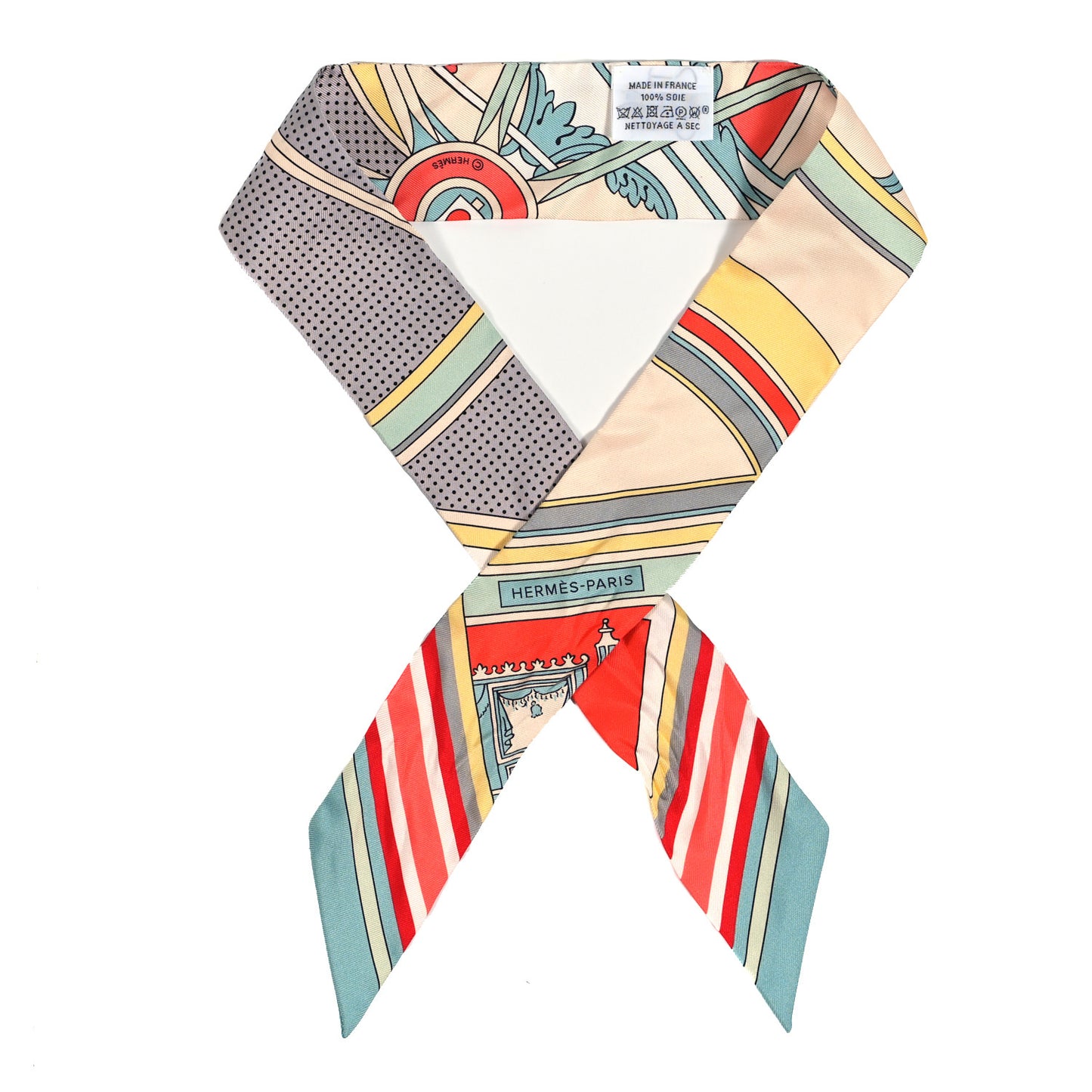 Silk Washington's Carriage Detail Twilly Creme Aqua Jaune