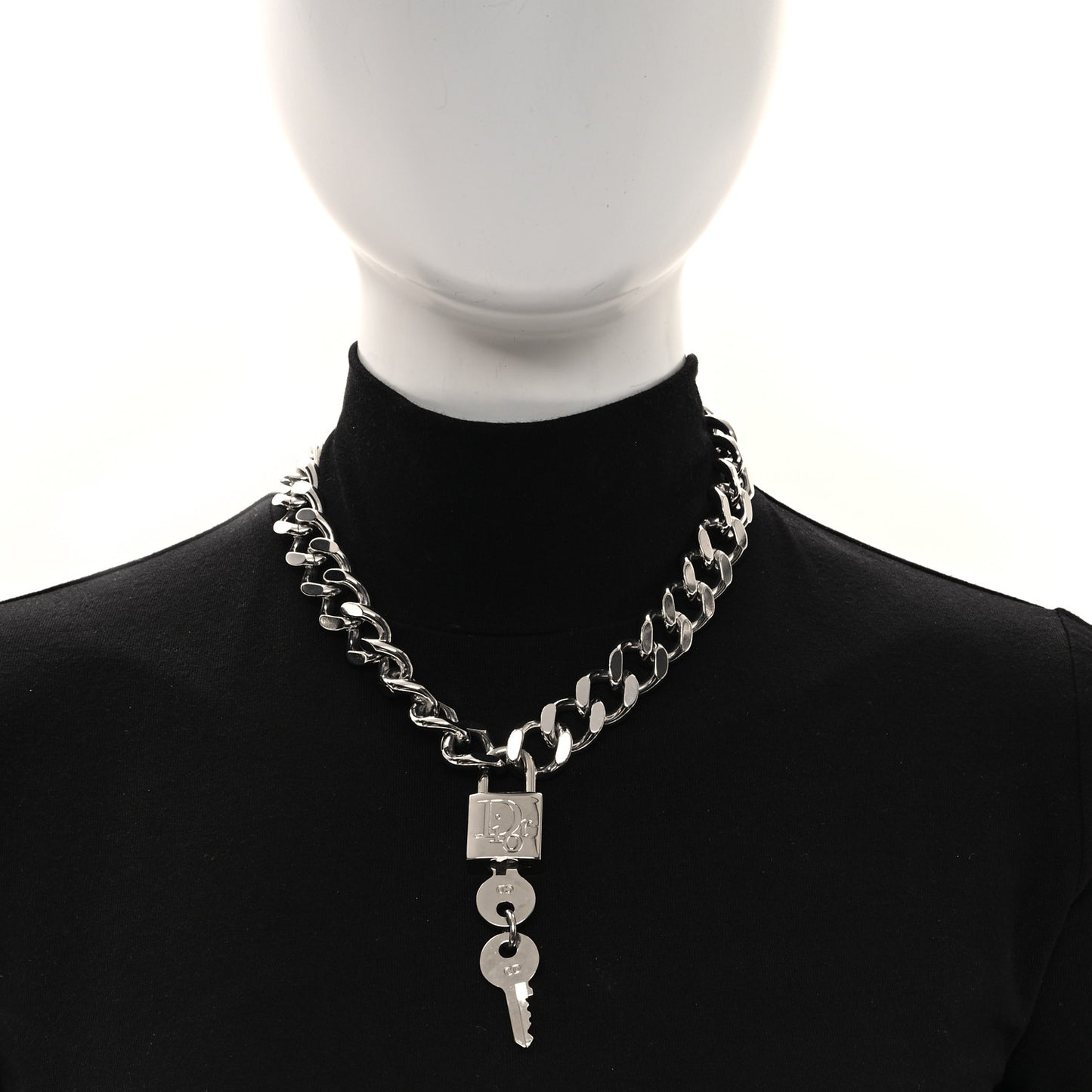 Metal Lock and Key Short Necklace Silver