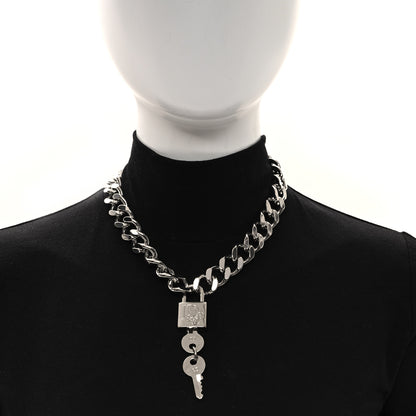 Christian Dior Metal Lock and Key Short Necklace Silver 2 of 5