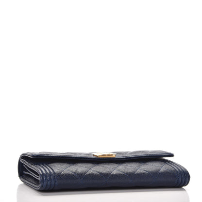 Chanel Caviar Quilted Boy Flap Wallet Blue 4 of 9