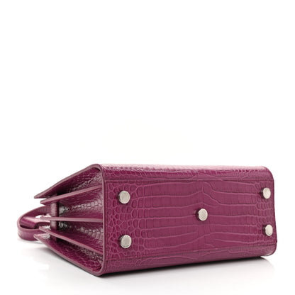 Saint Laurent Calfskin Crocodile Embossed Nano Sac De Jour Violet 9 of 9