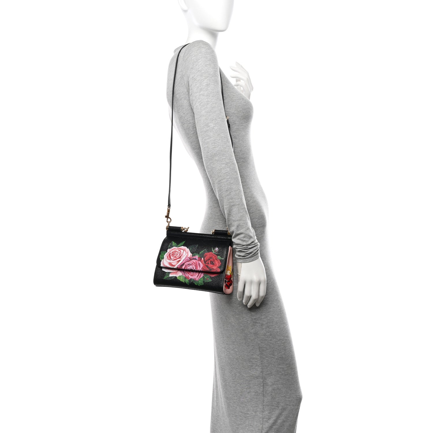 Dolce & Gabbana Dauphine Roses Print Small Miss Sicily Satchel Black 2 of 13