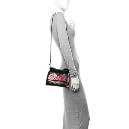 Dolce & Gabbana Dauphine Roses Print Small Miss Sicily Satchel Black 2 of 13