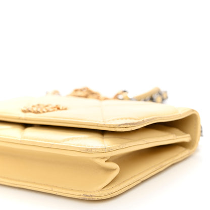 Chanel Lambskin Quilted Chanel 19 Wallet On Chain WOC Yellow 12 of 13