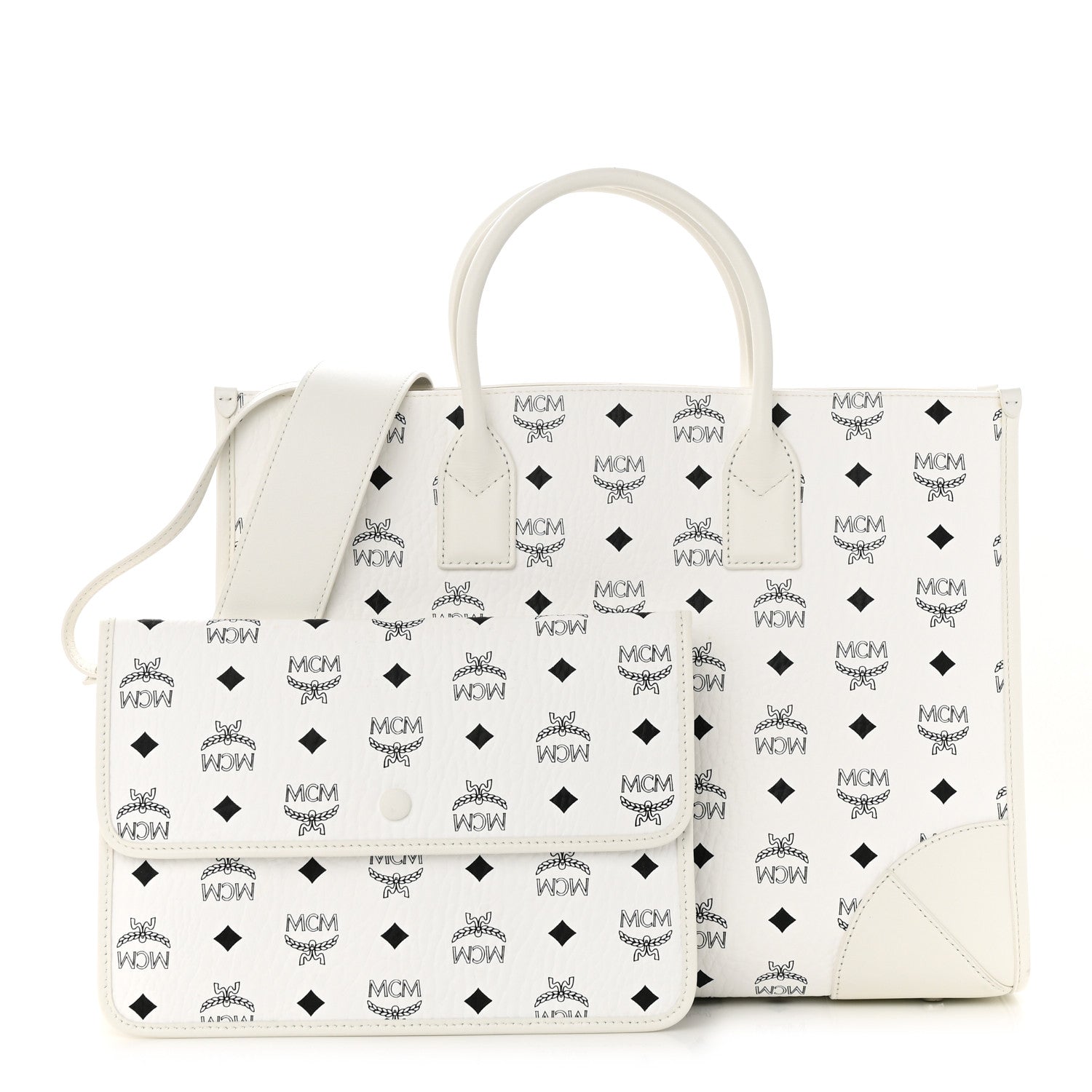 MCM Visetos Large Munchen Tote White 1 of 11