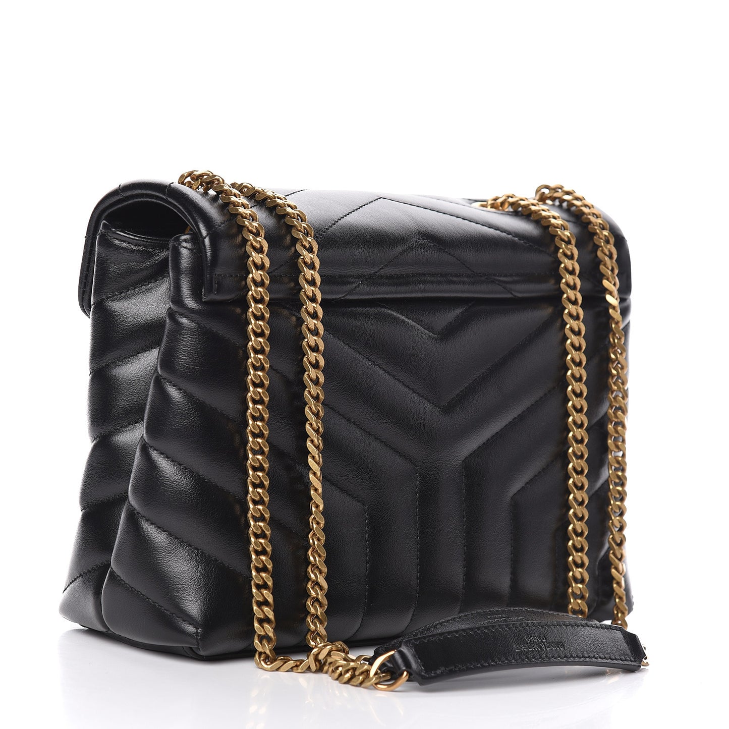 Calfskin Y Quilted Monogram Small Loulou Chain Satchel Black