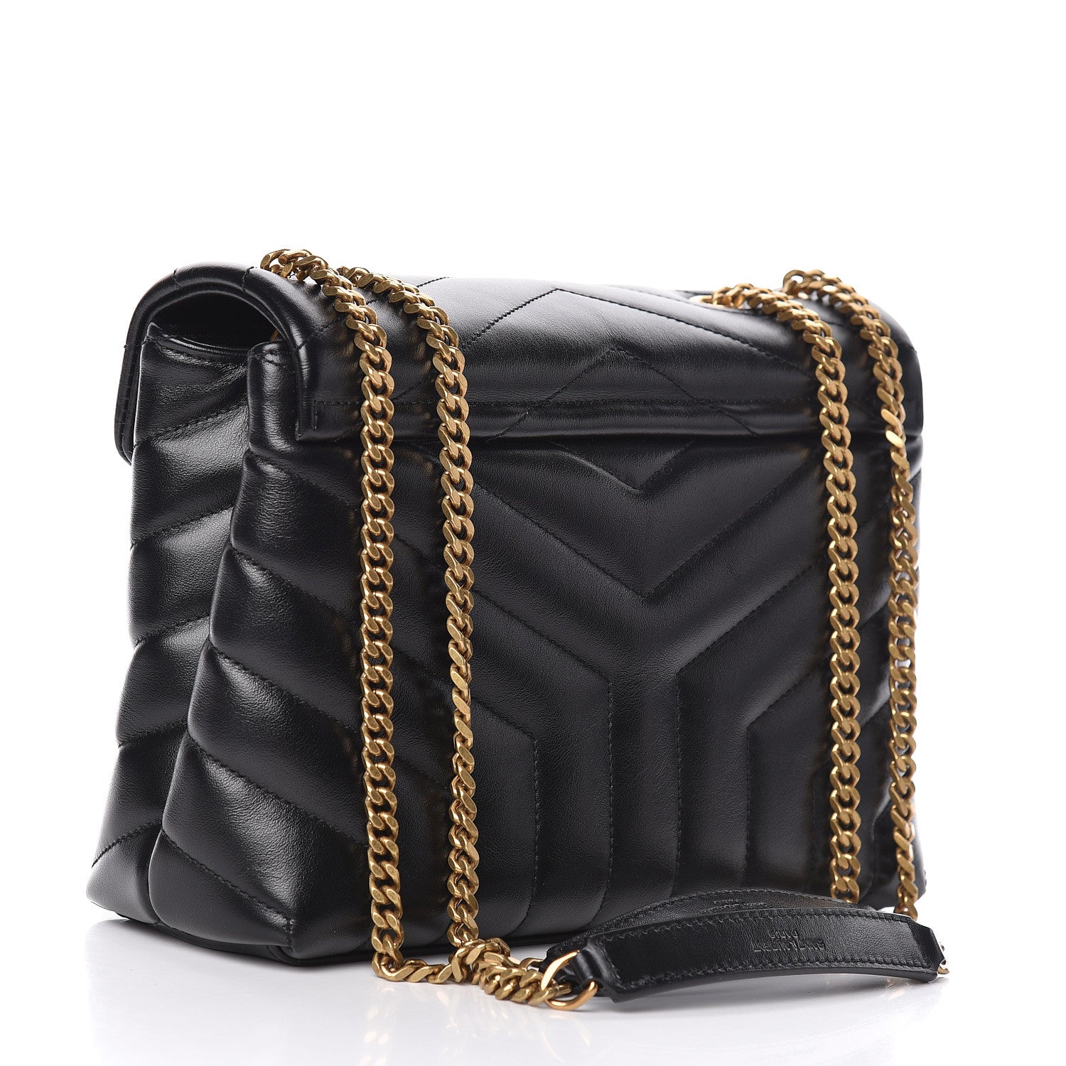Saint Laurent Calfskin Y Quilted Monogram Small Loulou Chain Satchel Black 3 of 14
