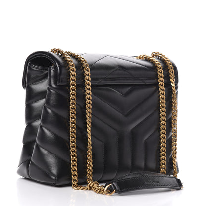 Saint Laurent Calfskin Y Quilted Monogram Small Loulou Chain Satchel Black 3 of 14