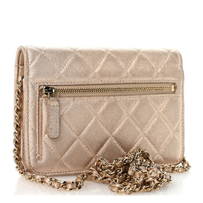 Chanel Metallic Lambskin Quilted Mini Wallet On Chain WOC Gold 3 of 14