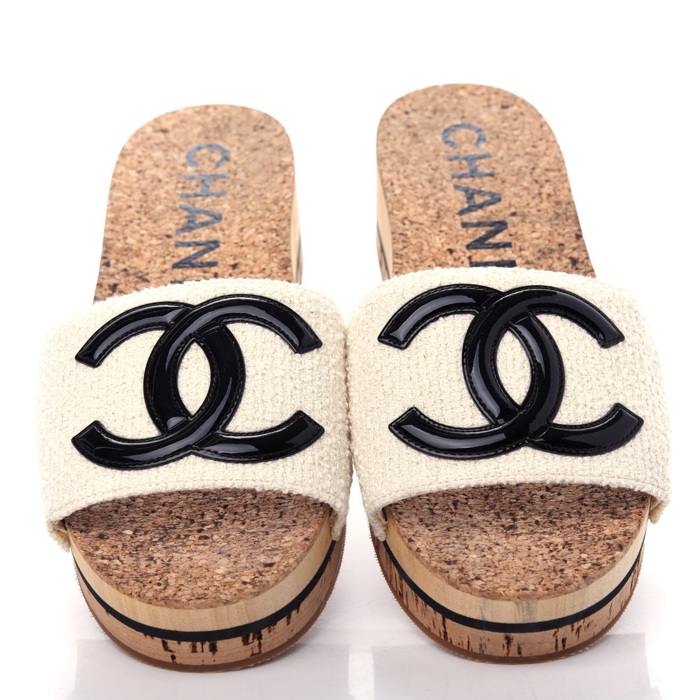 Tweed Cork CC Mule Sandal 37 White