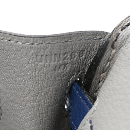 Hermes Taurillon Novillo Verso Birkin 25 Bleu Saphir Gris Mouette 6 of 11