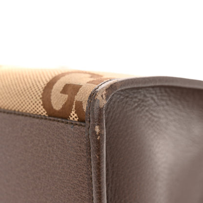 Gucci Monogram Jumbo GG Textured Dollar Calfskin Web Tote Bag Camel Ebony New Acero 10 of 19