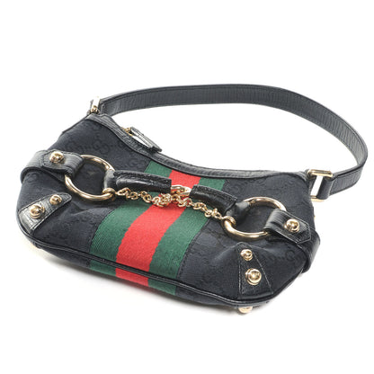 Gucci Monogram Small Horsebit Web Hobo Black 4 of 7