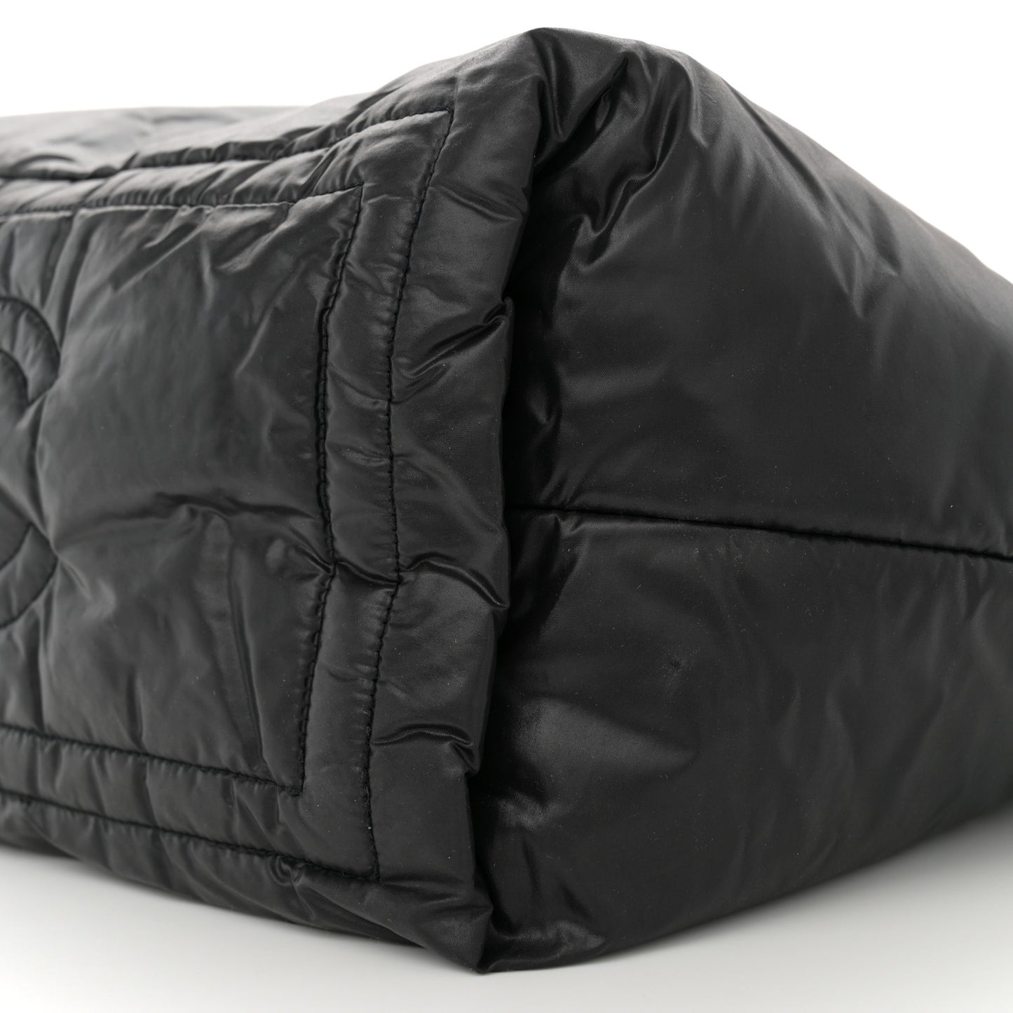 Nylon Quilted Small Coco Cocoon Reversible Tote Black