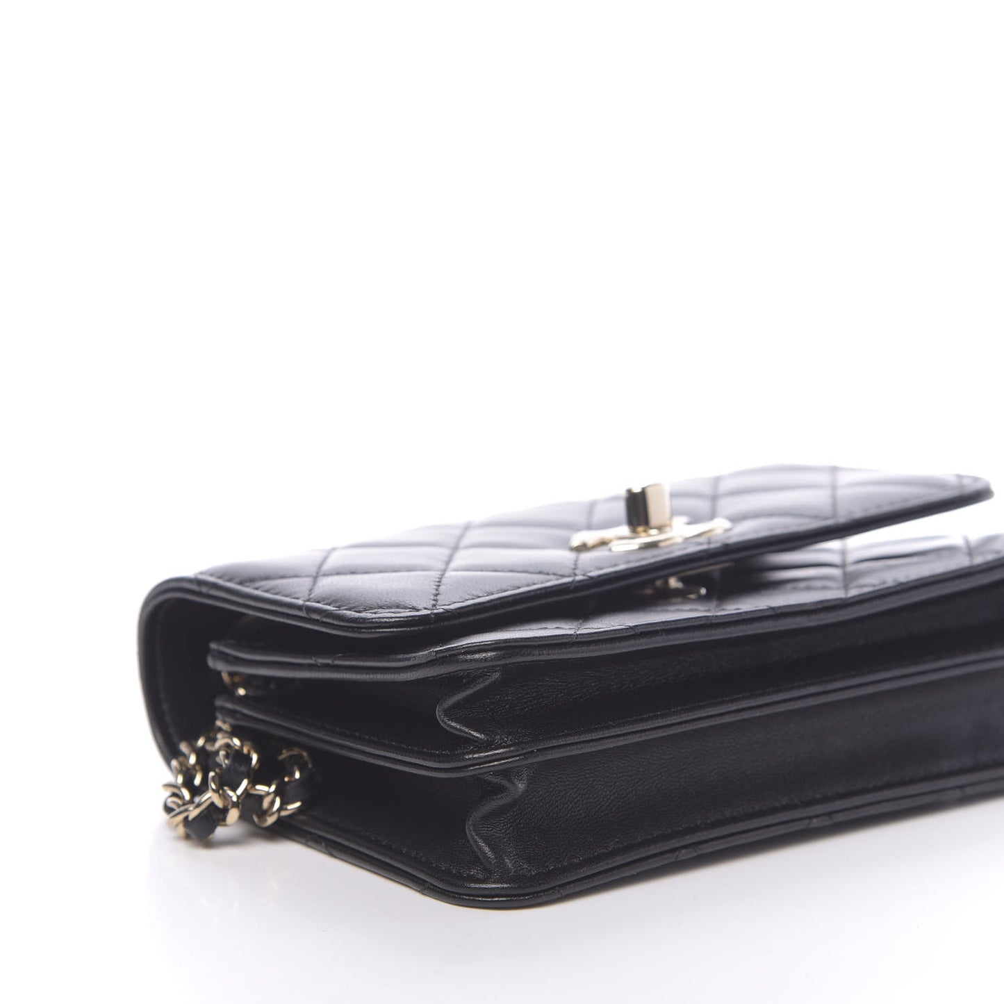 Lambskin Quilted Mini Trendy CC Wallet On Chain WOC Black