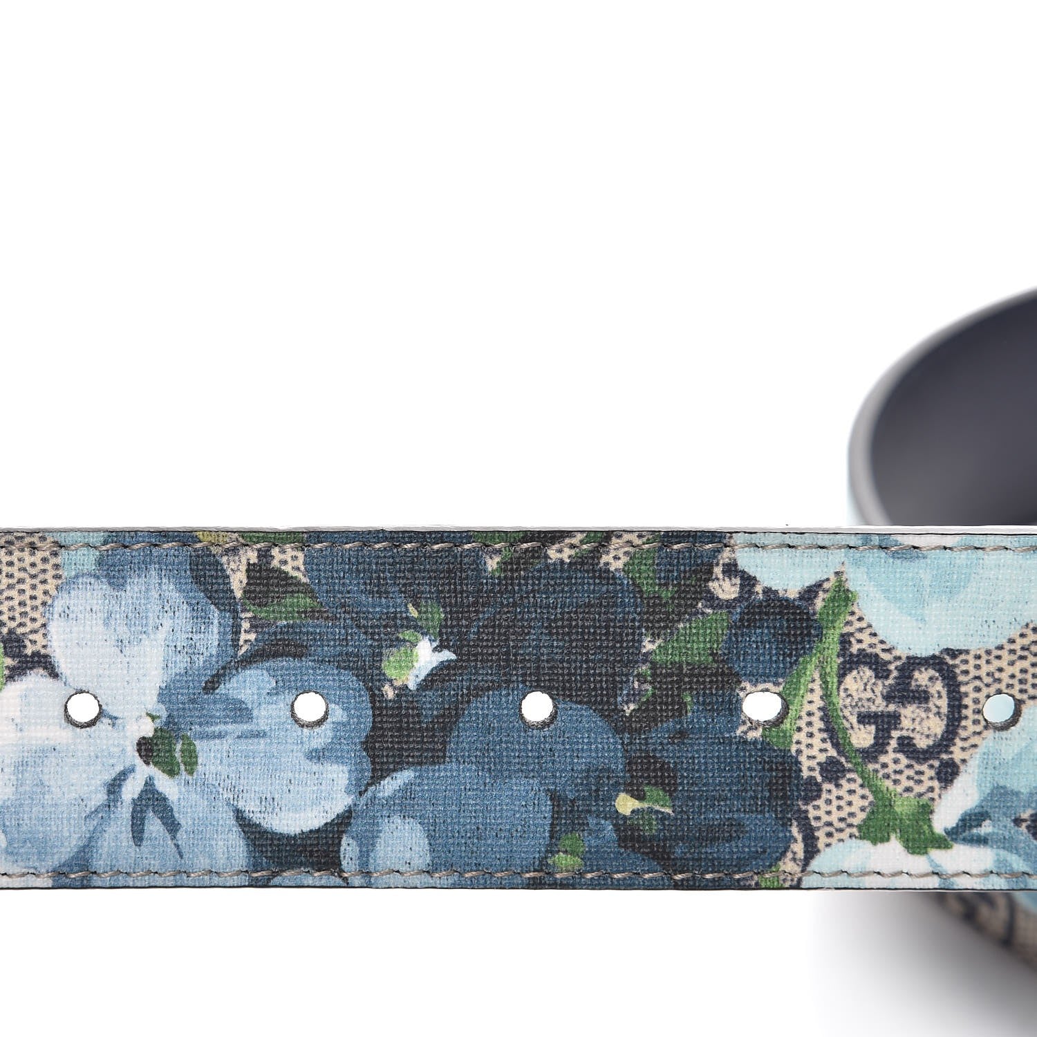 Gucci GG Supreme Monogram Blooms Interlocking G Belt 110 44 Beige Blue Navy 6 of 7