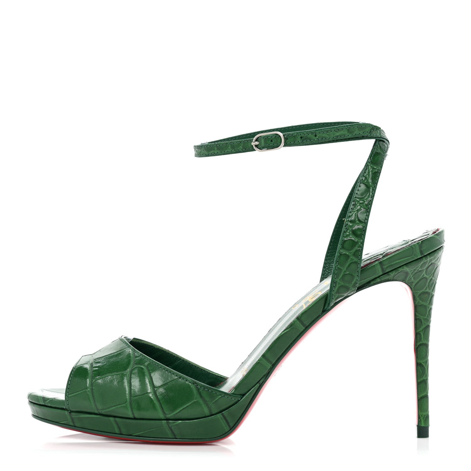 Christian Louboutin Calfskin Alligator Embossed Loubiloo 100 Sandals 36 Canopee 1 of 12