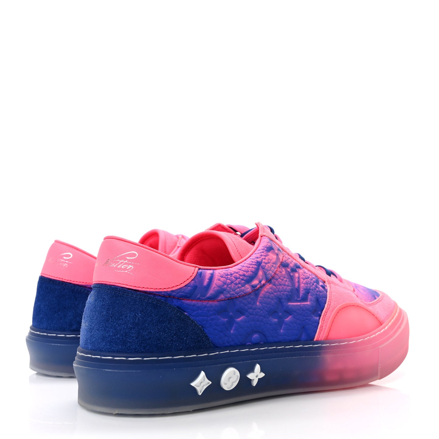 Grained Calfskin Embossed Monogram Tie Dye Mens LV Ollie Richelieu Sneakers 8 Pink